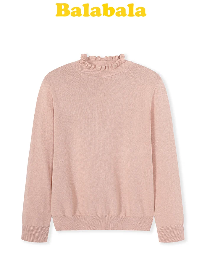 Balabala Children's wear shirts girls sweaters new autumn clothes big children pullover sweater simple female