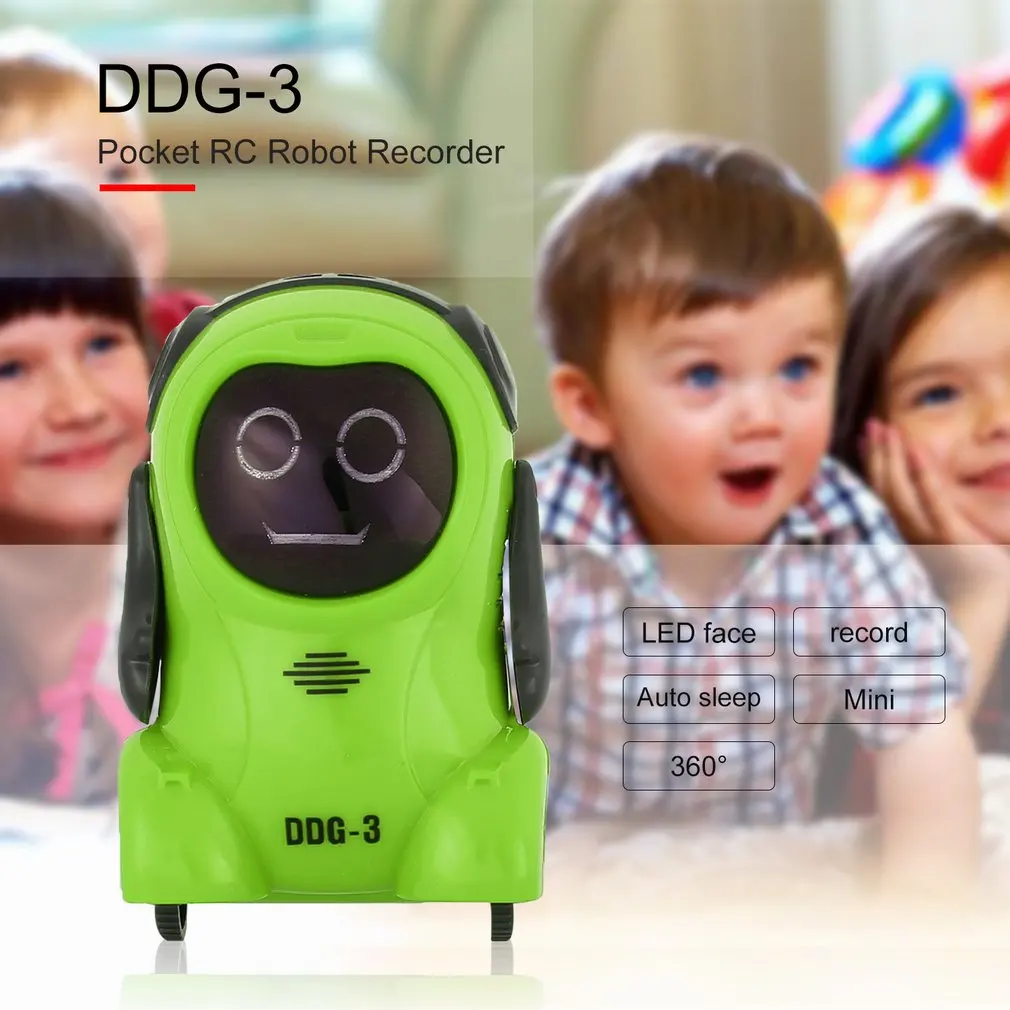 DDG-3 Intelligent Smart Mini Pocket Voice Recording RC Robot Recorder Freely Wheeling 360 Rotation Arm Toys for Kids Gift | Дом и сад