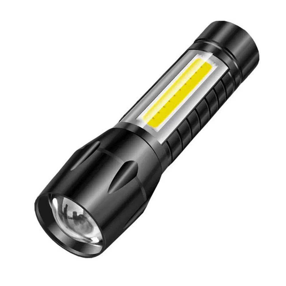 

Portable LED Flashlight COB Light Rechargeable Flashlight Zoom 3 Mode Waterproof Emergency Torch for Camping Hiking Outdoor