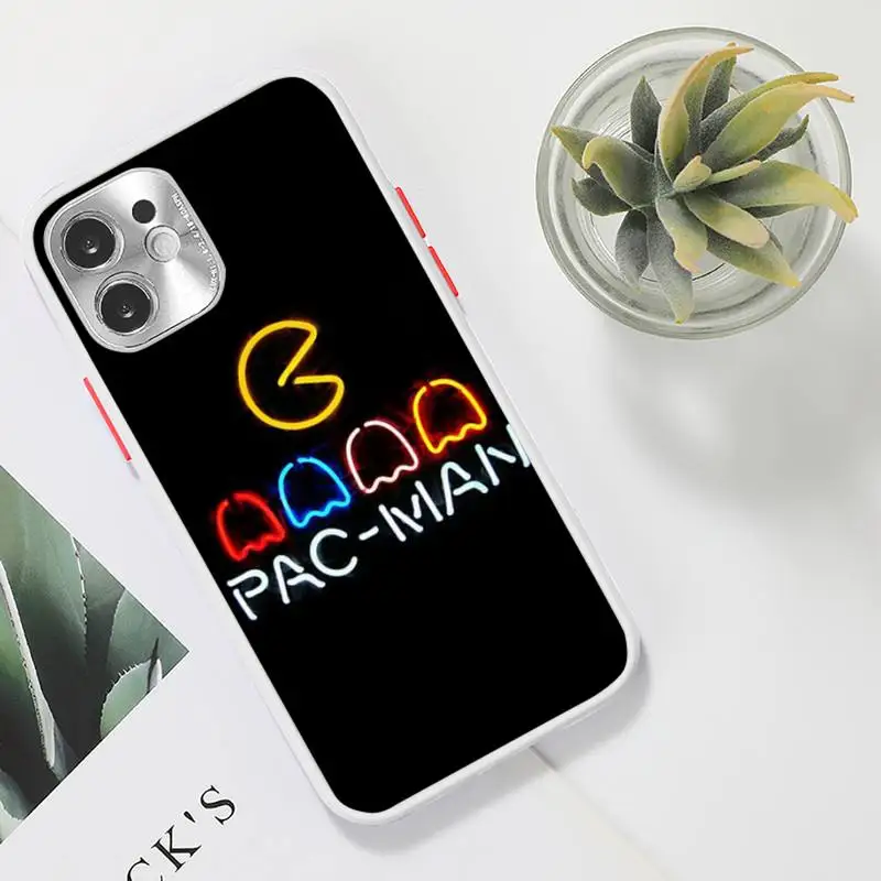 

Game Pacman Pac Man Eating Phone Case For iPhone 12 11 Mini Pro XR XS Max 7 8 Plus X Matte transparent White Cover