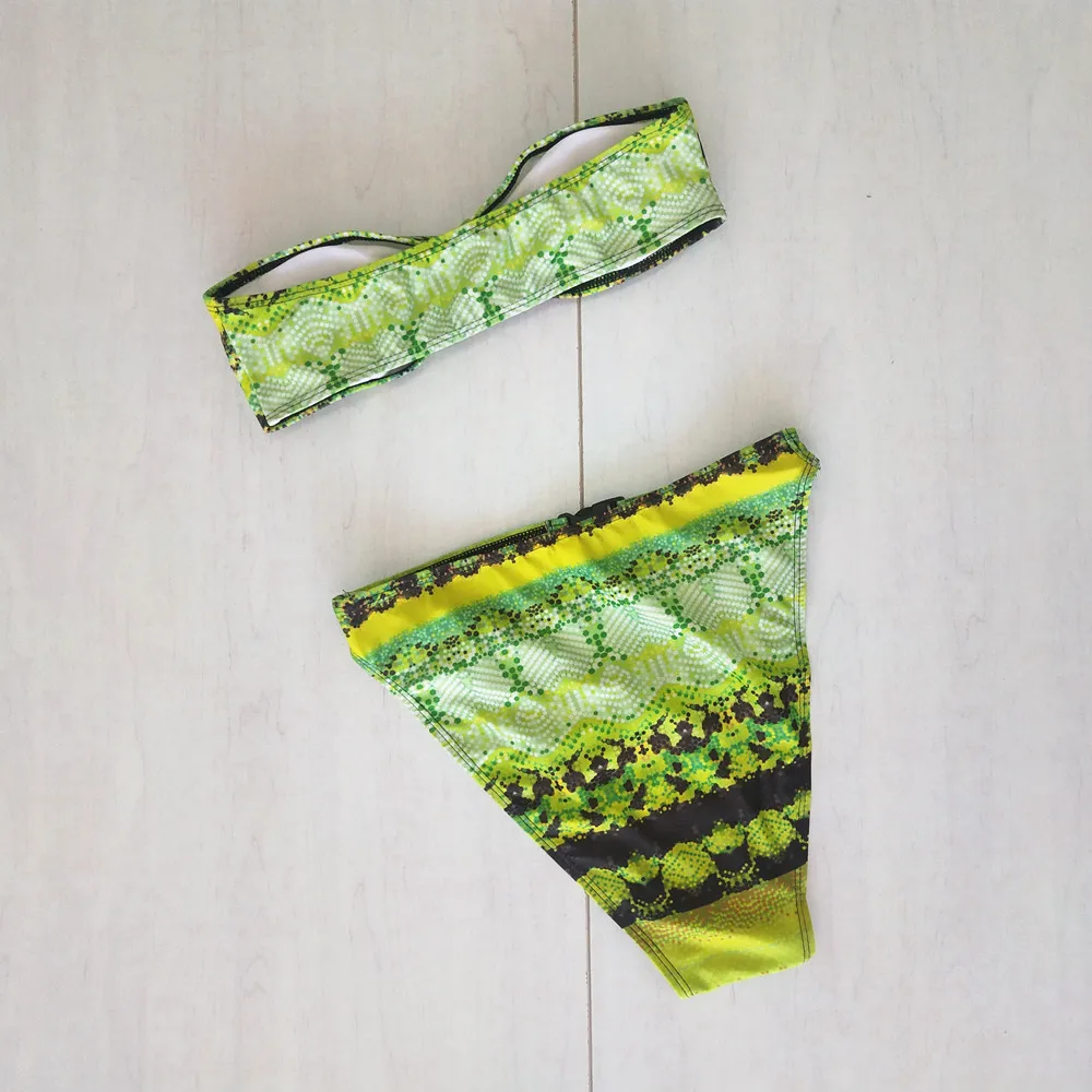 

Women Snakeskin Printed Bikini Set Bandage Push-Up Padded High Waist Hollow Out Swimwear Swimsuit Bathiing Suit Bequine