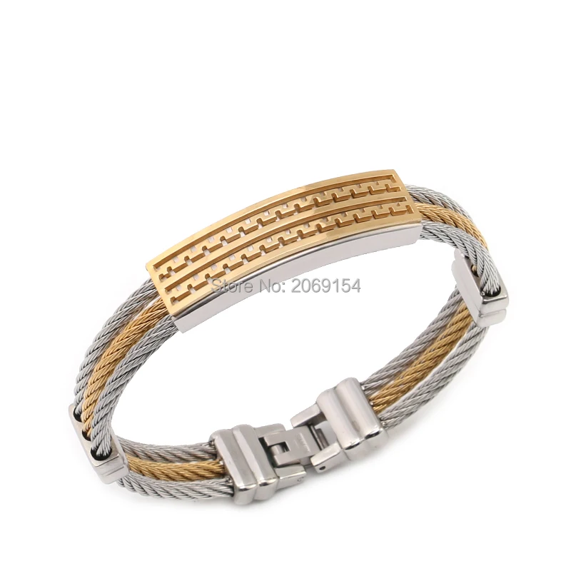 Золотой ювелирный браслет для мужчин Очаровательная цепочка из нержавеющей