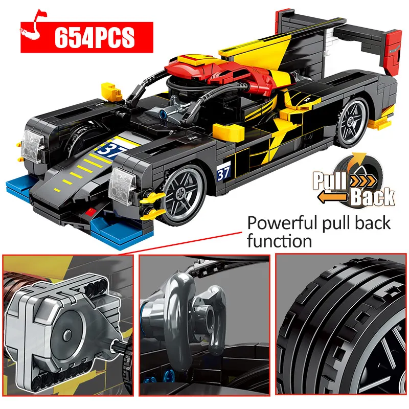 Автомобиль-гоночный City Pull Back в масштабе 1:18 с конструкторами MOC Building Blocks Technic DC Super Vehicle Creator Model Bricks образовательная игрушка для детей.