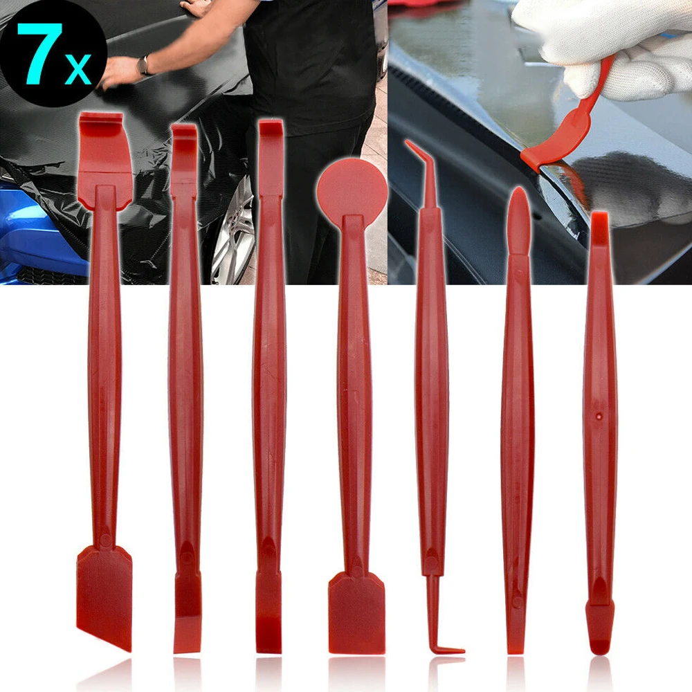 

7pcs Universal Car Wrap Vinyl Tools Kit 3D Carbon Fiber Decal Film Squeegee Felt Kit Automotive Tools Portable Car Accessories