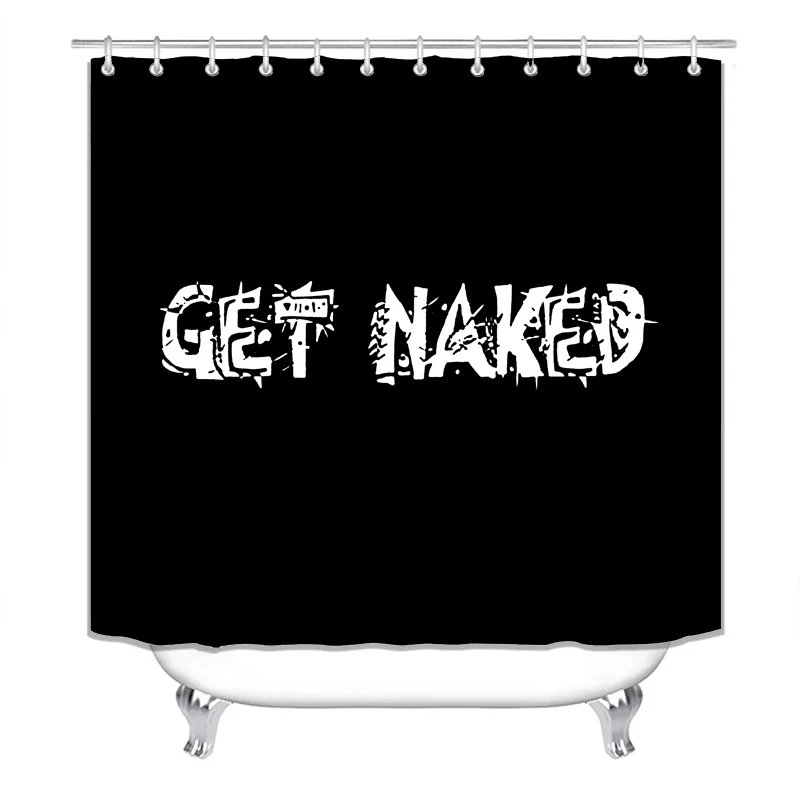 

Black Shower Curtains for Bathroom,Bedroom,Window, Decorations of White Words