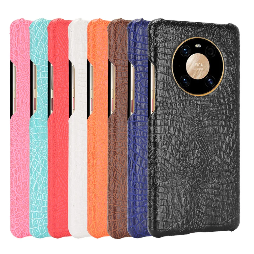 

Crocodile Pattern Cover for Huawei P Smart 2021 Mate 40 Pro 30 20 Lite Y7A Shockproof Leather Hard PC Half-Wrapped Phone Case