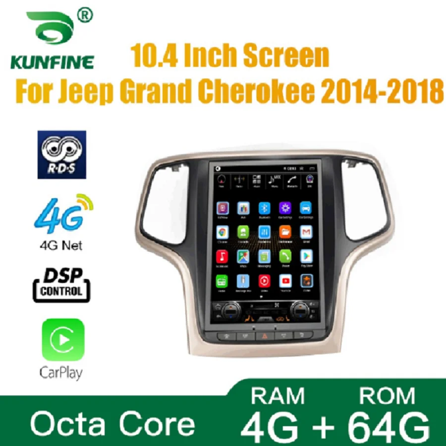 Tesla Screen Octa Core 4GB RAM 64GM ROM Android 10.0 Car DVD GPS Player Deckless Stereo For Jeep Grand Cherokee 2014-2017 | Автомобили и