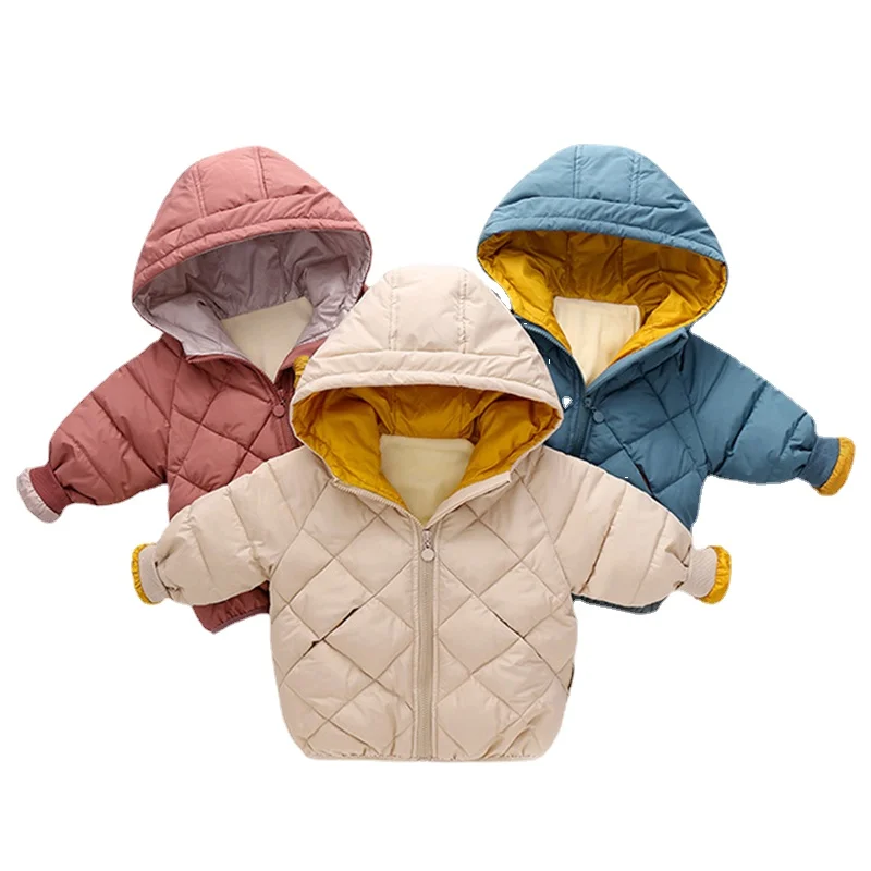 2020 Kids Girls Boys Autumn Winter Jackets Coat New Children Down Padded Baby Jacket Plus Velvet Warm Cotton Jacket Boy Clothes