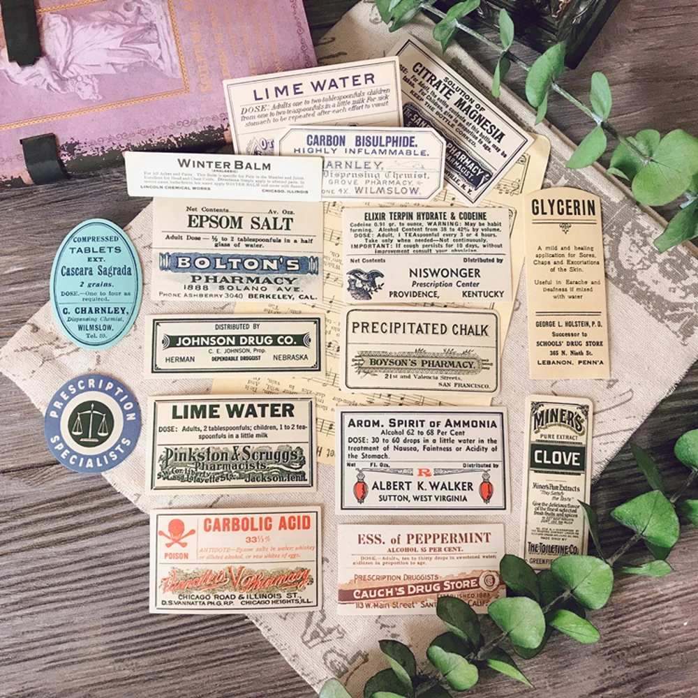 

16Pcs/Set Vintage Label Words Tags Sticker DIY Craft Scrapbooking Album Junk Journal Planner Decorative Stickers