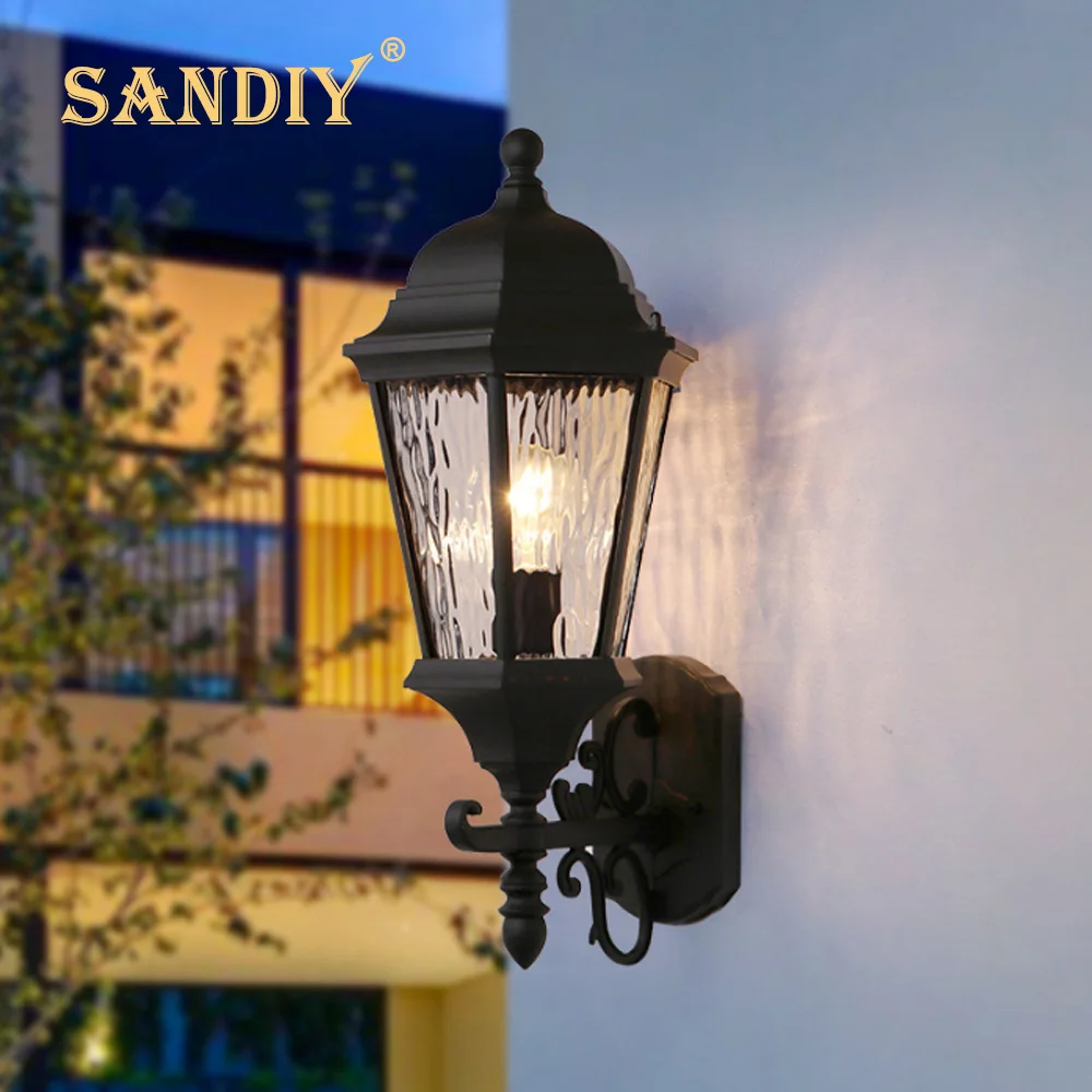 SANDIY Outdoor Wall Light Europe Villa Retro Sconce E27 AC110V 220V Waterproof Exterior Garden Doorway Light Vintage Porch Lamp