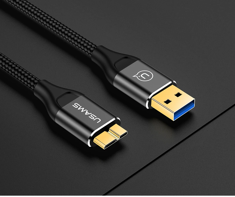USAMS 5 Гбит/с Micro USB 3,0 кабель для быстрой зарядки типа А к Micro B кабель для передачи данных для samsung S5 Note 3 i9600 G900 Toshiba жесткий диск