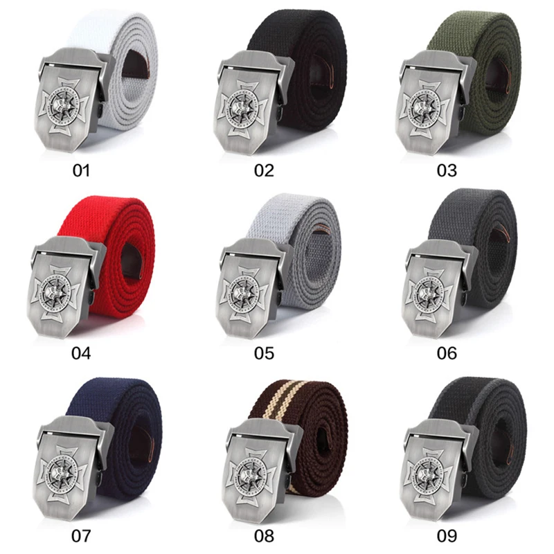Холщовый ремень унисекс с перекрестной металлической пряжкой для мужчин и