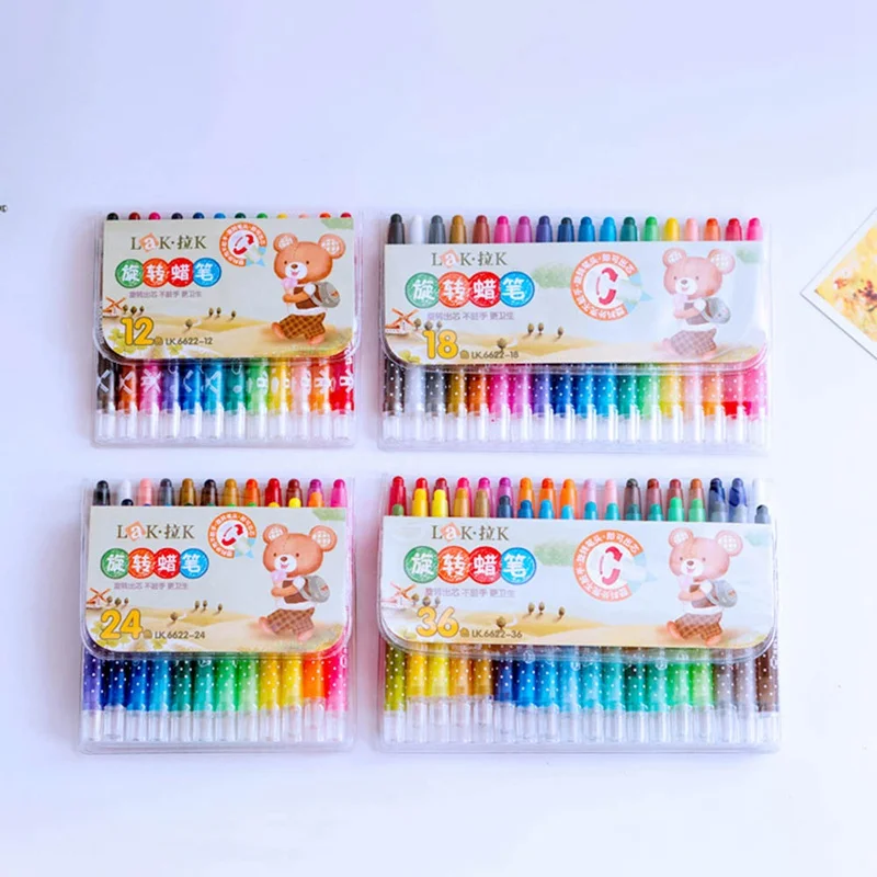 

8/12/24 Colors Crayons Creative Cartoon Drawing Non-Toxic Oil Pastels Kids Student Pastel Pencils Art Supplies Rotatable