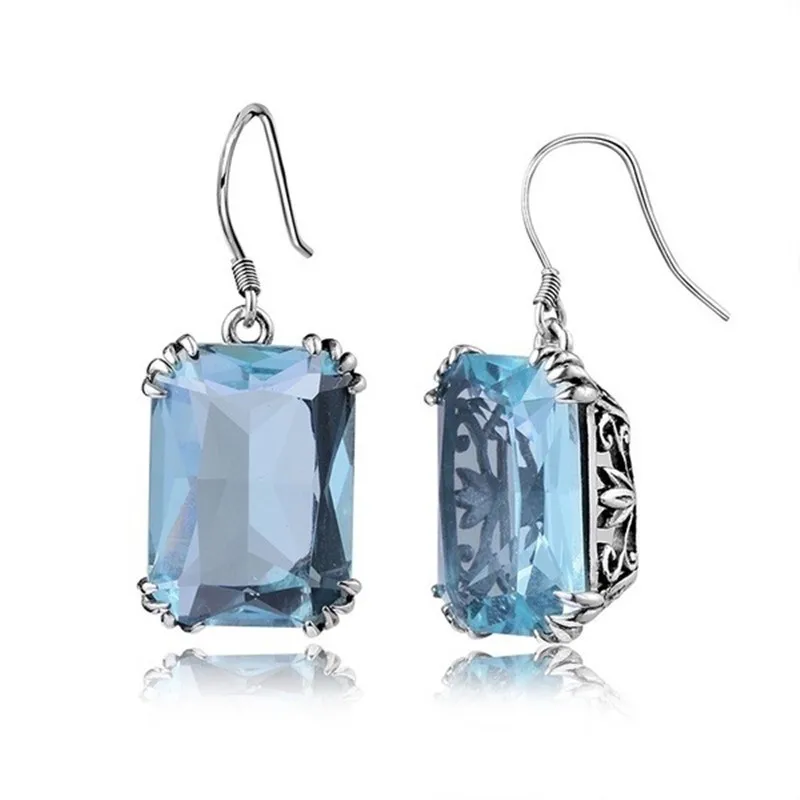 

S925 Silver Vintage Zircon Earrings Engagement Wedding Gift Jewelry