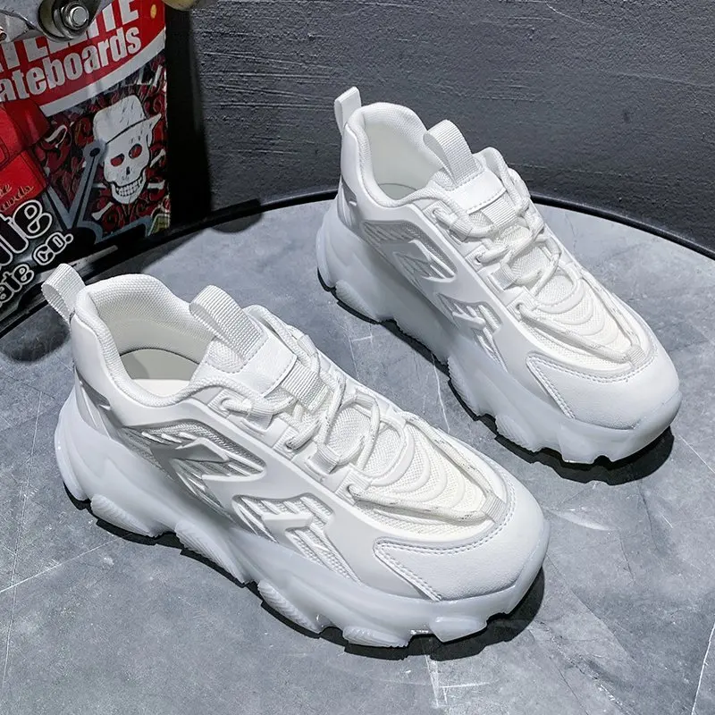 

Spring Women Sneakers Fashion Women Casual Shoes Platform Sneaker Ladies White Vulcanized Shoes Round Toe Lace Up Zapatos Mujer