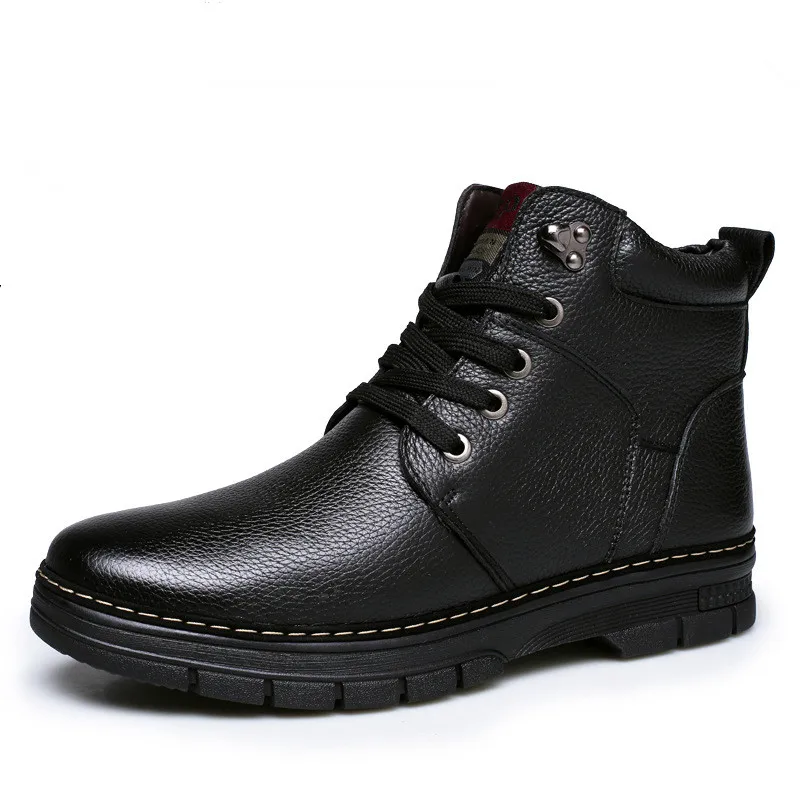 

Men Shoes Fashion Warm Fur Winter Men Boots Genuine Leather Snow Ankle Boots for Man Footwear New Casual Shoes Men Fashion