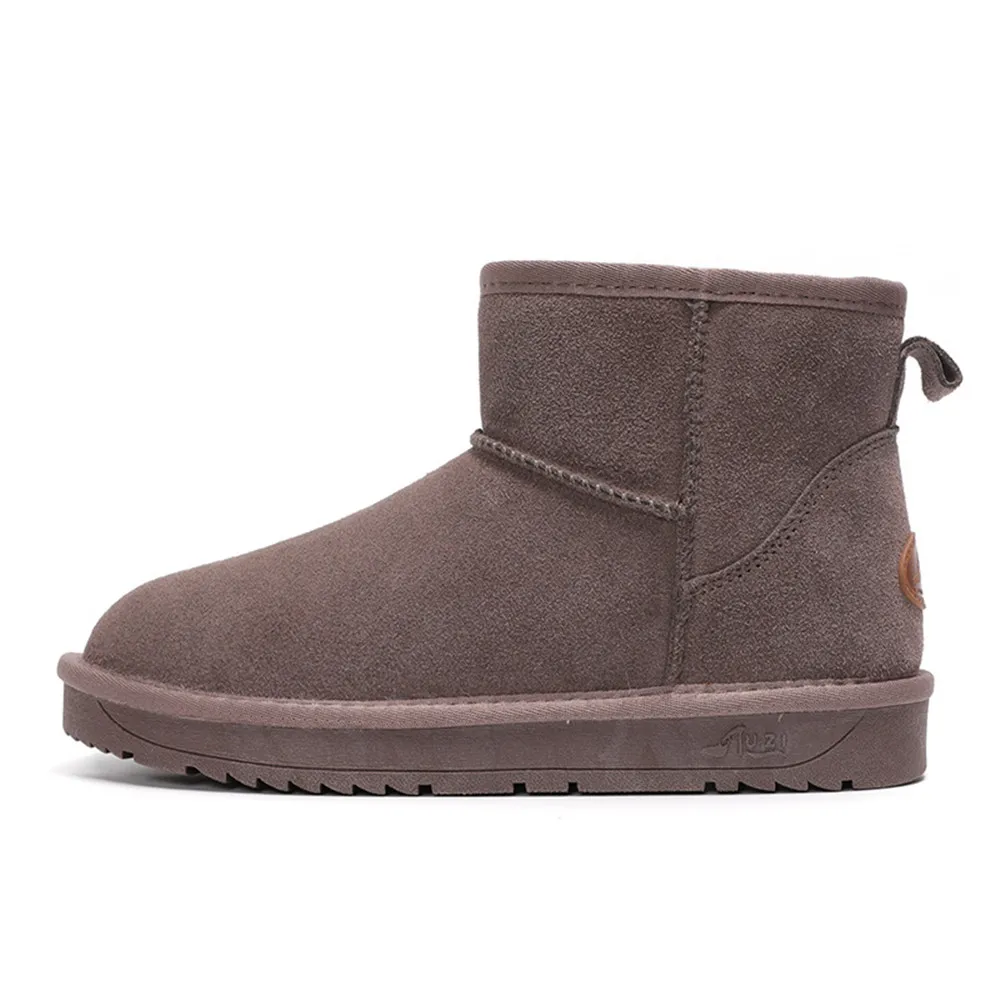 

Dilalula Hot Sale Genuine Leather Women Snow Boots Female Ankle Boots Women Flat Heel Slip On Warm Short Boots 2021