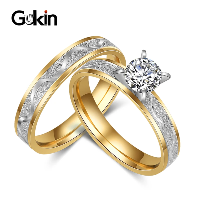 Gukin популярное простое кольцо из нержавеющей стали никогда не выцветает золотой