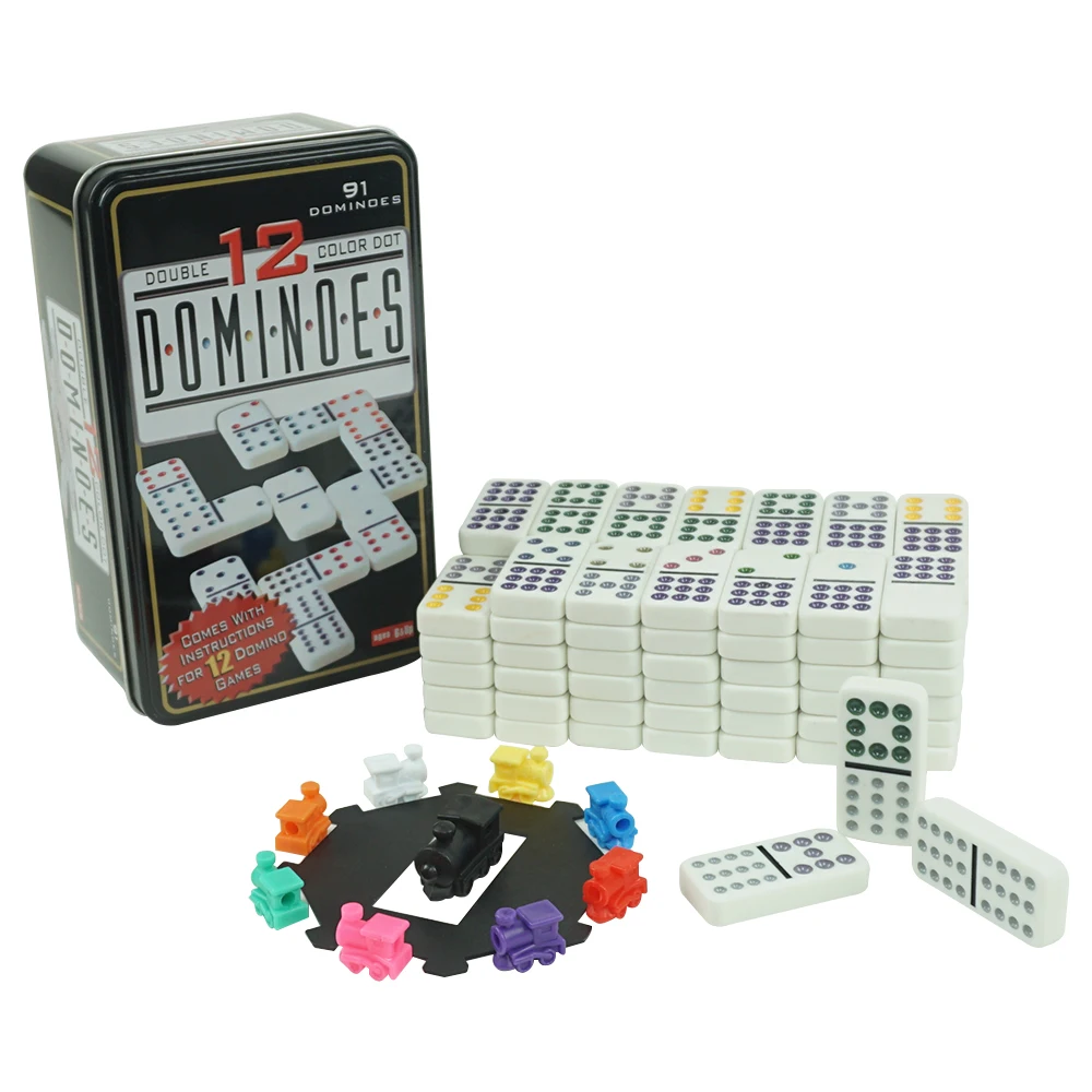 Настольная игра Double Twelve с мексиканским поездом домино 91 шт. белые блоки цветные