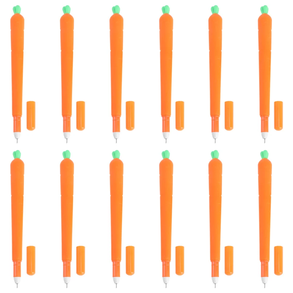 

12 Pack Carrot Ink Pen Silicone RollerBall Pen Novelty for Office and School Supplies Gift for Kids