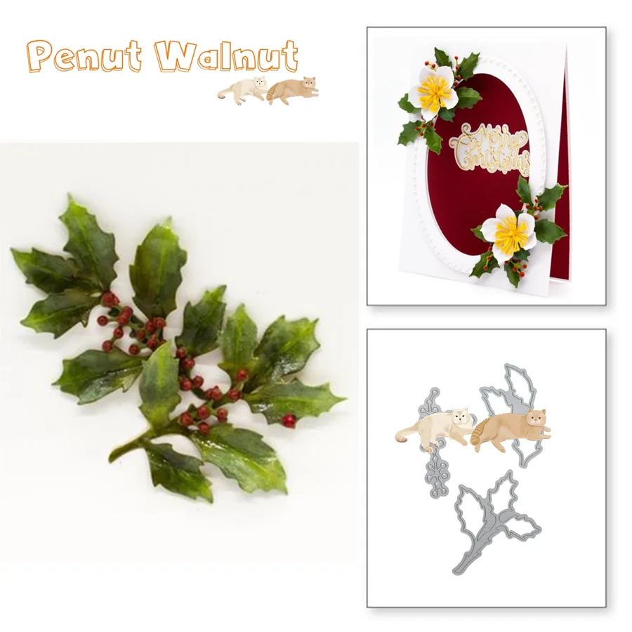 Холли и ягоды весенние металлические режущие штампы DIY трафареты для