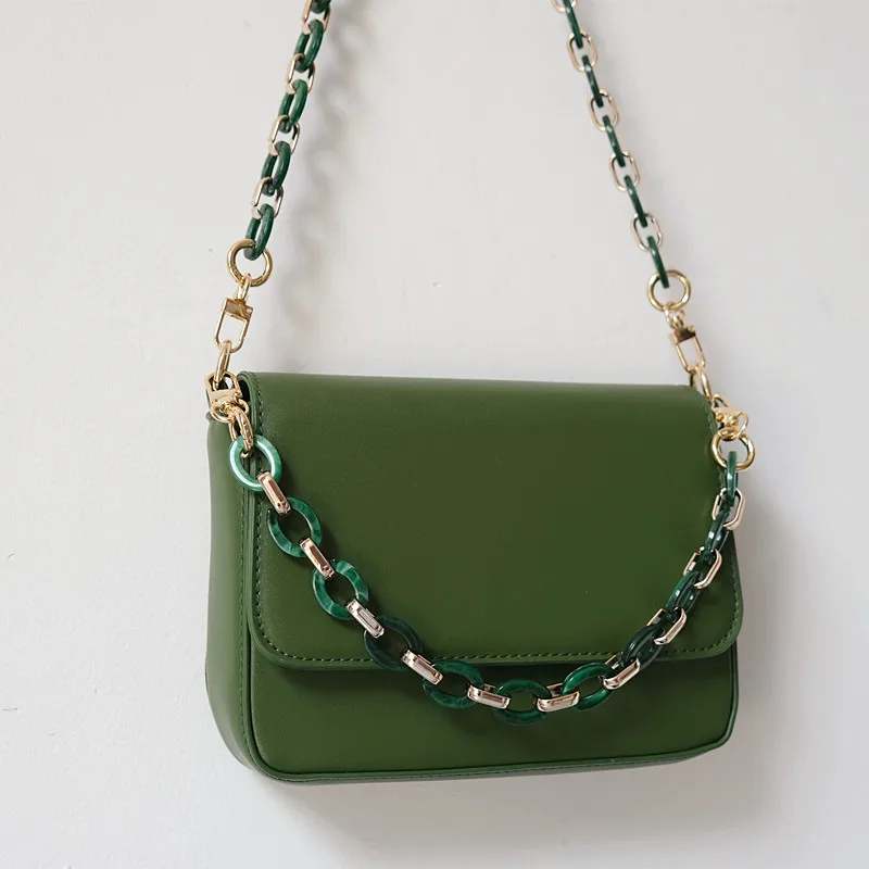 

New Fashion Woman Bag Accessory Detachable Replacement Green Pink Brown Acrylic Chain Luxury Strap Resin Shoulder Clutch Chain