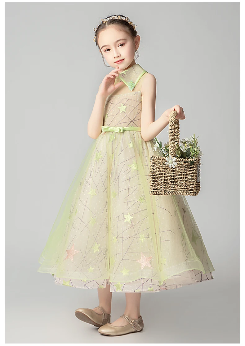 

Birthday Girl Dress Wedding Elegant Princess Evening Flower Girl Dresses Clothes Prom Tulle Summer Roupas Clothes AE50GD