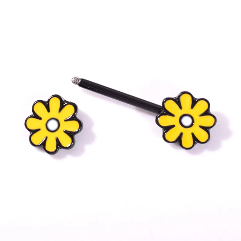 Модные милые кольца для сосков в форме цветка желтого белого розового цвета