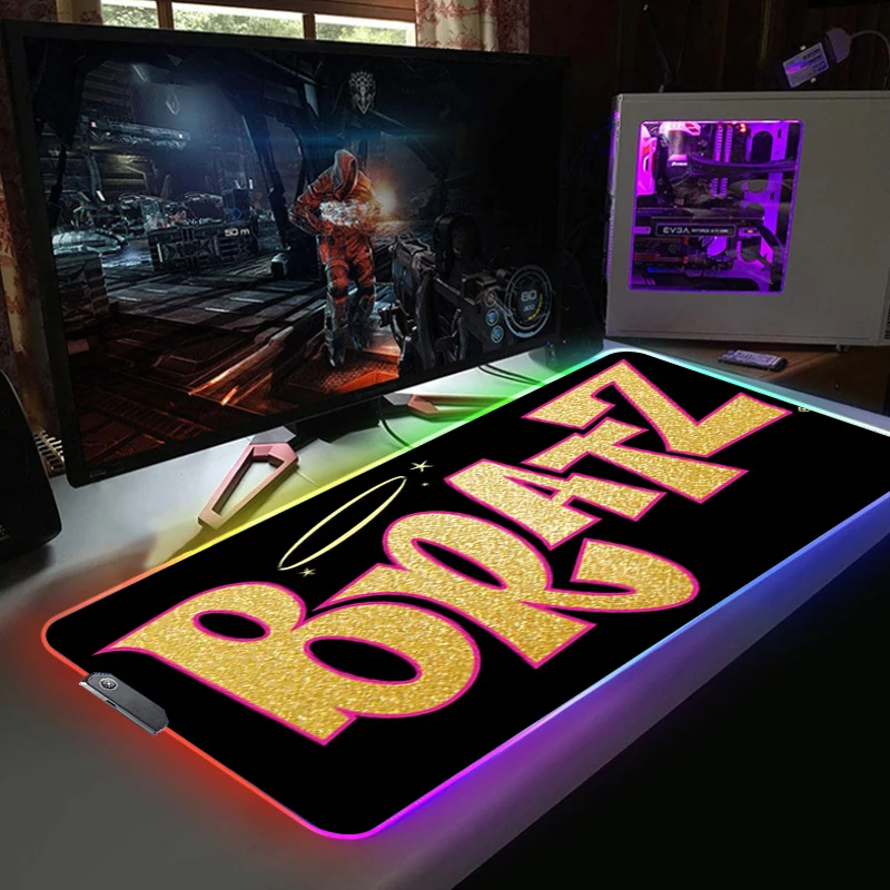

Lovely Doll Bratz Gaming Mouse Pad Anime Computer Desk Mousepad Rgb Keyboard Pc Gamer Non-slip Mat LED Mouse Mats Xxl Mause Ped