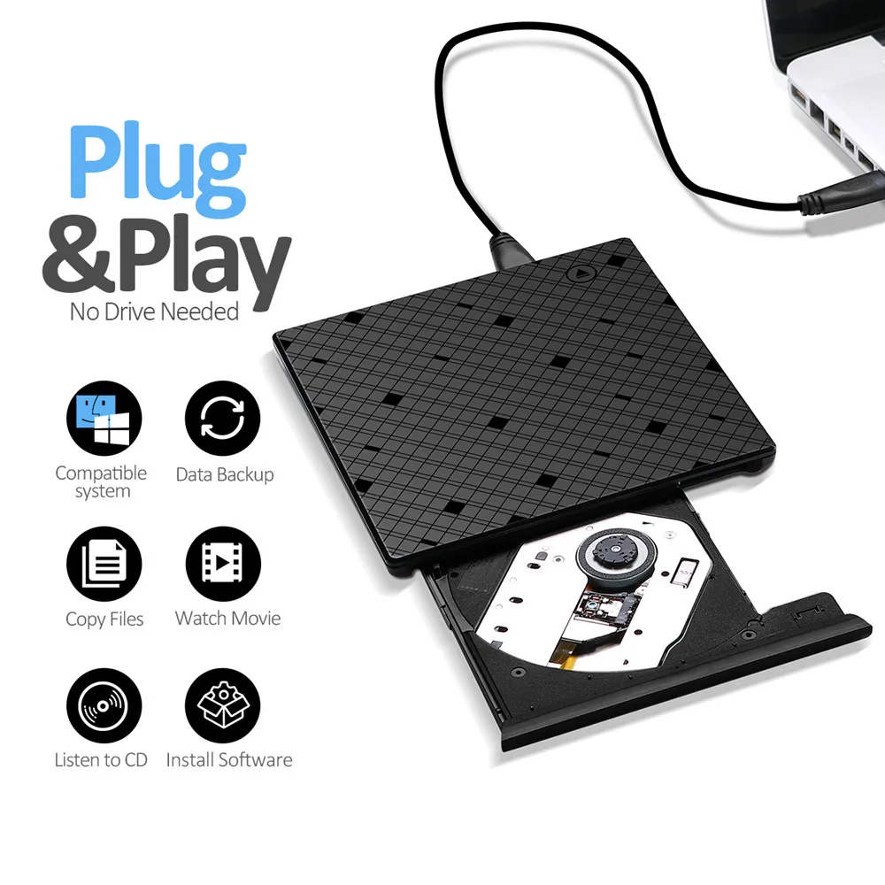 YiYaYo Новый USB 3 0 ромб дизайн Портативный высокоскоростной DVD +/ RW ГОРЕЛКА сенсорное