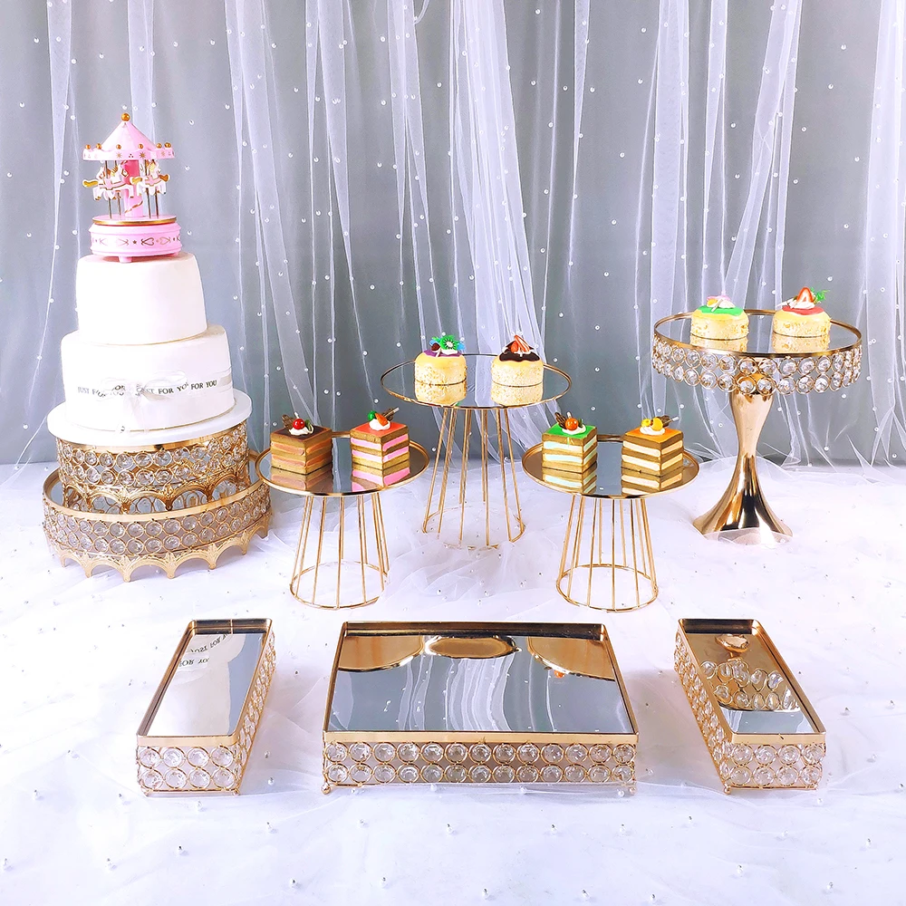 

9pcs Metal Cake Stand Round Cupcake Stands Wedding Birthday Party Dessert Cupcake Pedestal Display Plate Home Decor