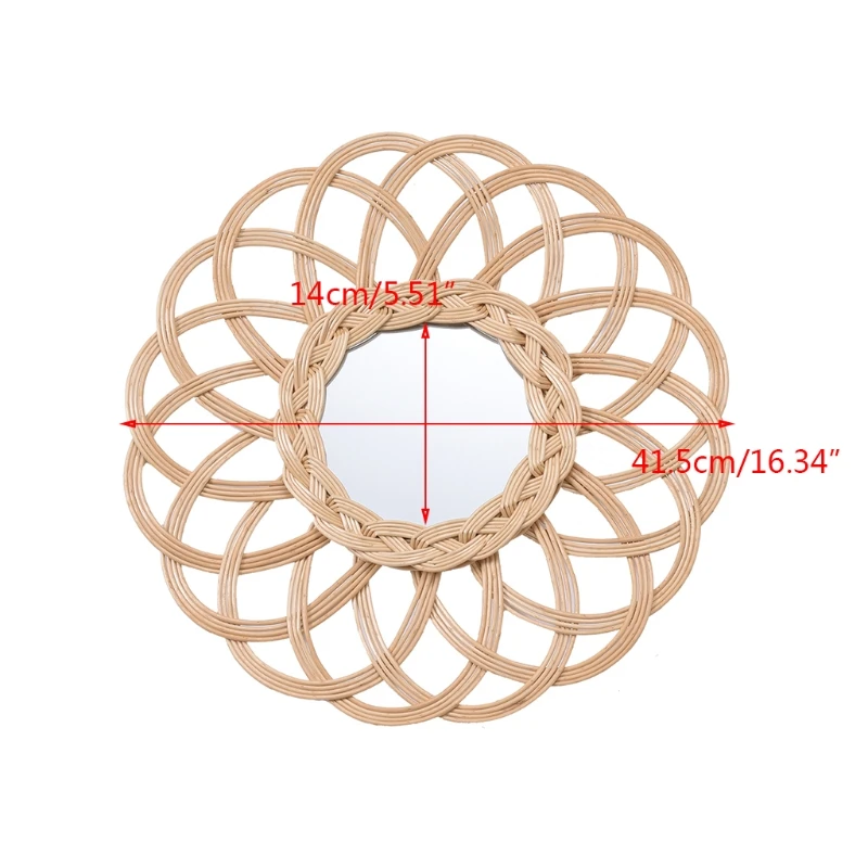 

Rattan Innovative Art Decoration Makeup Mirror Dressing Bathroom Wall Hanging Mirrors Craft
