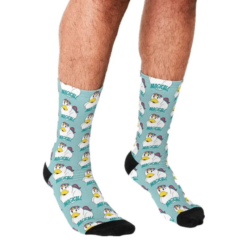 

Men's socks Funny Magical Unicorn Rubber Duck Socks Men harajuku Happy hip hop Novelty cute boys Crew Casual Crazy Socks for men