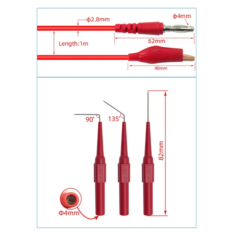 

Cleqee P1920 20pcs/set Back Probe Kit Alligator Clip to 4mm Banana Plug Multimeter Test Lead 30V /10A for Automotive tool