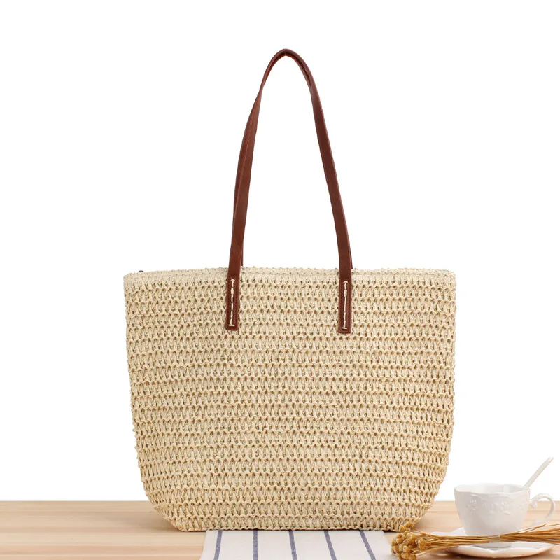 2021 New Fashion Women High Capacity Straw Tote Purse Lightweight Woven Travel Shoulder Bag with Long Handle Beach | Спорт и