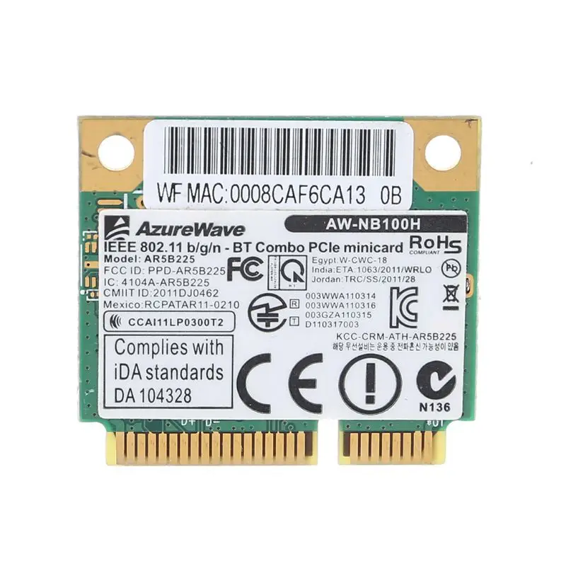 

AW-NB097H AW-NB100H AW-NB126H AR9485 AR3012 AR5B225 300Mbps Half Mini PCI-Express BT4.0 Wlan Wireless Wifi Card
