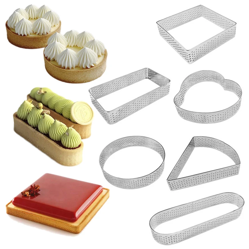 

Mousse Cake Ring DIY Egg Tart Ring Baking Mould Stainless Steel Birthday Dessert Perforated Mold