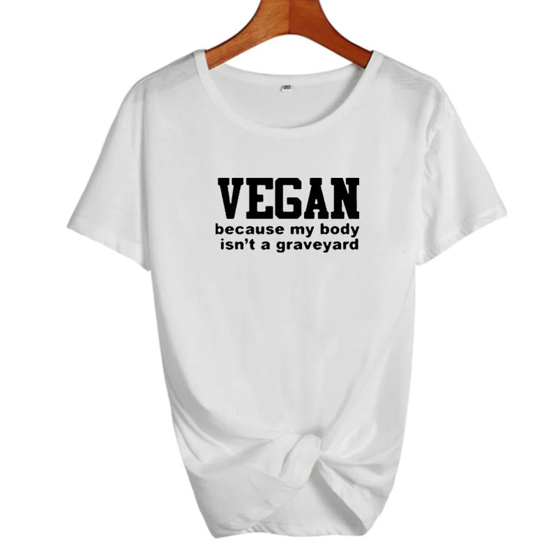 Vegan, потому что My Body is't A Graveyard, футболка, забавные веган, Harajuku, говорящие животные, любовник, хипстерский слоган, принт, хлопковая футболка