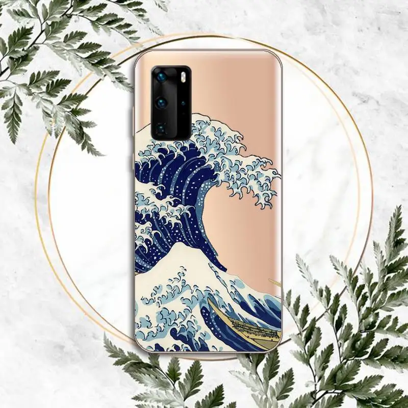 

The Big Wave of kanagawa Phone Case Clear Transparent for huawei honor P 40 30 20 lite Pro 10 i 8 9 x p smart 2019
