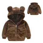 Одежда для маленьких девочек милая плюшевая Детская куртка с медведем зимнее плотное теплое пальто для девочек Детская куртка с капюшоном на молнии От 1 до 4 лет Одежда для мальчиков