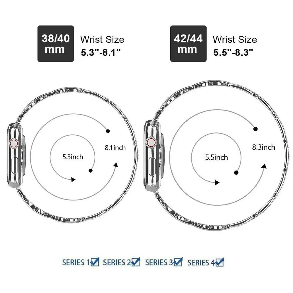 

Luxury Stainless Steel Metal Strap for Apple Watch Band 44mm 42mm 40mm 38mm Diamond Strap for iWatch 4 3 2 1 Watch Accessories