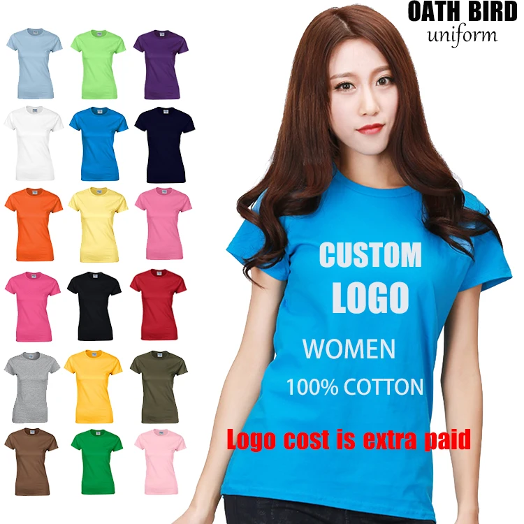 

Лидер продаж, 100% хлопковая футболка без рисунка, оптовая продажа, женская футболка с вышитым логотипом на заказ