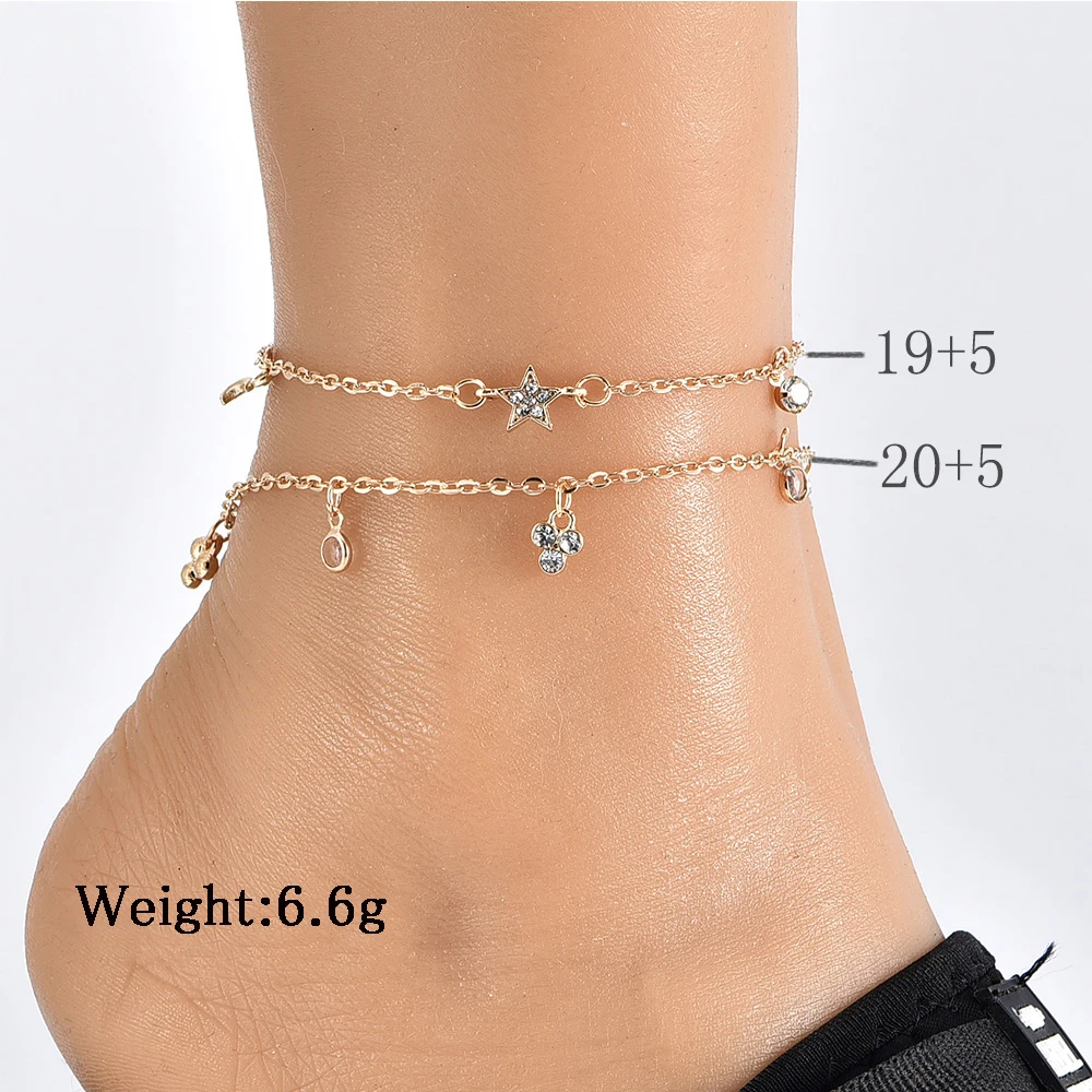 Модные женские браслеты на ногу 2 шт./компл. геометрический золотистый браслет с