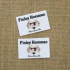 60 шт., металлические этикетки, логотип или текст на заказ, дизайн на заказ, наклейка с помощью утюга, этикетка с именем из органической хлопчатобумажной ткани, швейная машина (YT191)