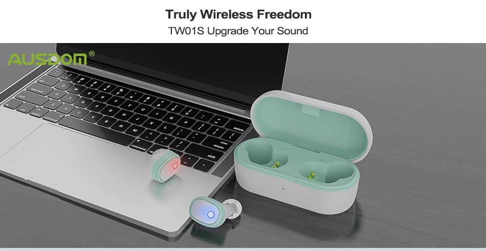 AUSDOM TW01S беспроводные наушники Bluetooth V5.0 TWS стерео CVC шумоподавление гарнитура с микрофоном Bluetooth наушники