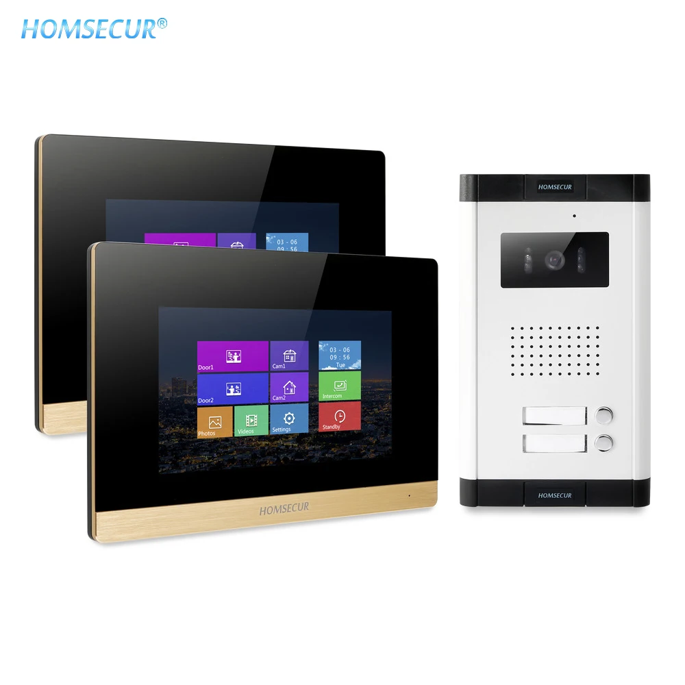 HOMSECUR 7inch Video Door Entry Security Intercom with Recording & Snapshot for 2/3/4 Apartment XC061-2/3/4+BM716-G | Безопасность и