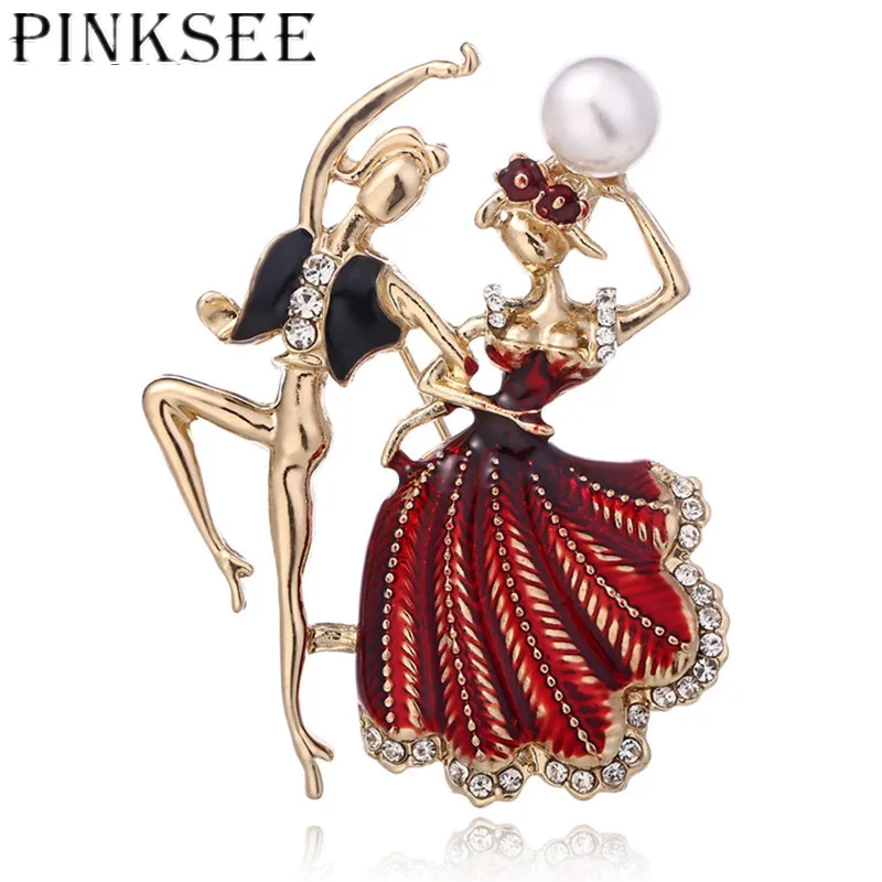 Pinksee темпераментная модная эмалированная брошь в форме балерины для женщин и