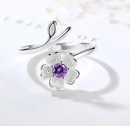 Женское кольцо с цветком вишни JIANERY серебристого цвета в богемном стиле