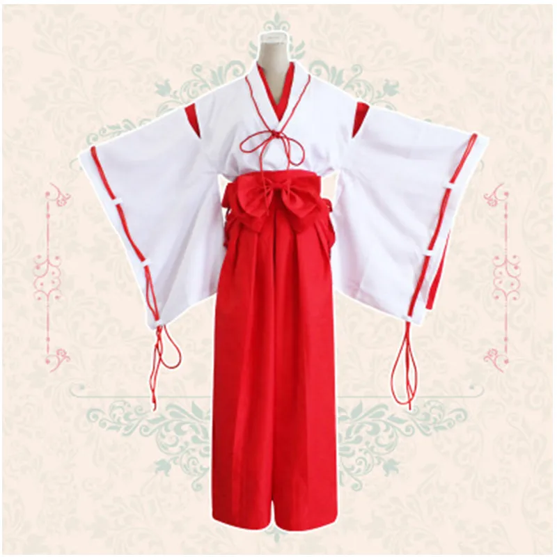 Аниме Inuyasha Kikyo кимоно полный комплект Косплей Костюм Хэллоуин костюм топ + юбка
