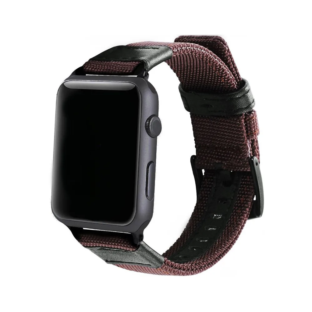 Нейлон+ кожаный ремешок для apple watch 3/2/1 42 мм/38 мм Наручные Классические прочная ткань металлической пряжкой браслет ремешок для часов
